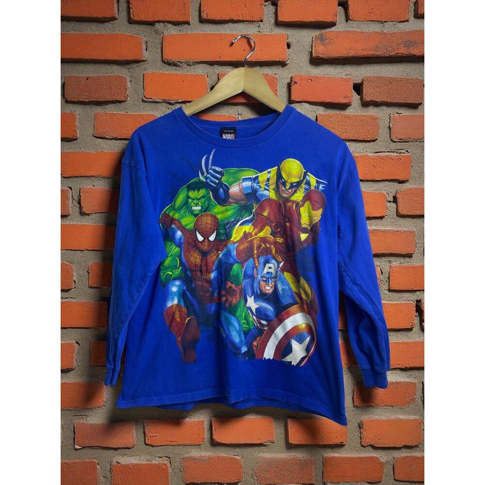 Vintage Marvel Heroes Long Sleeve T-Shirt - Mad Engine Size S (Youth XL/Adult S)